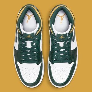 Nike Air Jordan 1 Mid Sonics Green Yellow Men Y 6 Women 8